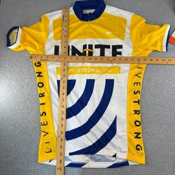 NWT Nike Livestrong‎ Unite Cycling Jersey Large Yellow White Bike Athletic Men's - Picture 10 of 12